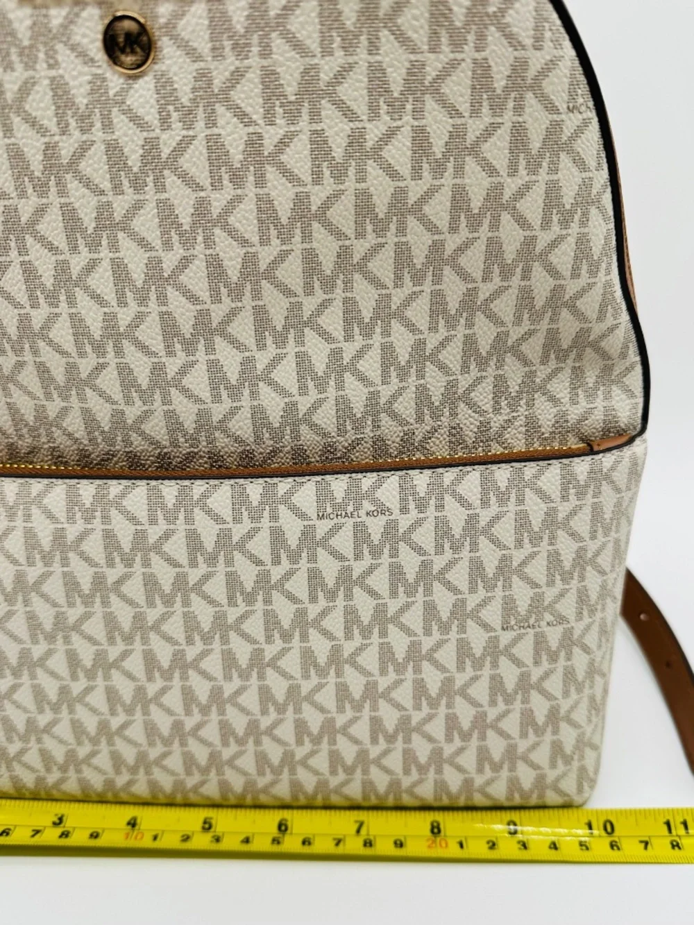 NWT Michael Kors Valerie Medium Logo Backpack Vanilla Acorn White Brown Handbag